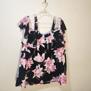Floral Tankini Swim Top 20W | Pink Lily Print | NWT